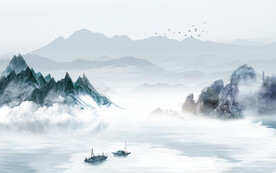 爆款新款山水墙画 文件分层画