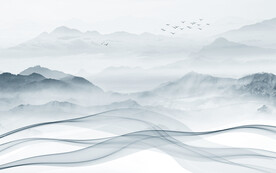 人气 新款山水墙画 文件分层画