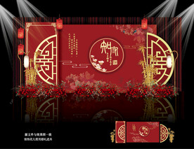 红色中式婚礼背景