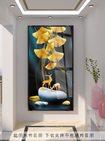 轻奢麋鹿玄关装饰画