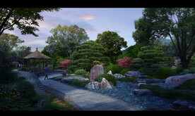 高清公园分层PSD效果图