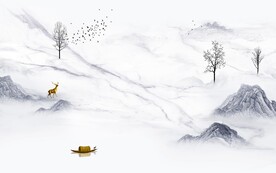 爵士白客厅意境山水 文件分层 