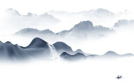 中国风客厅意境山水 文件分层 