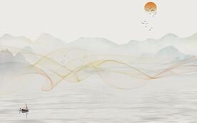 大气客厅意境山水 文件分层 