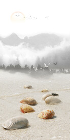 装饰画 晶瓷画 海滩