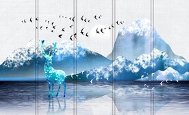 蓝色麋鹿装饰画