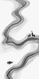 装饰画 晶瓷画 水墨线条