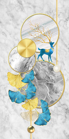 装饰画 晶瓷画 鹿 杏叶