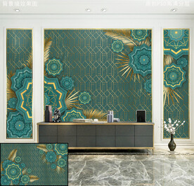 浮雕花几何3D背景墙