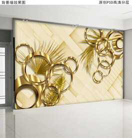 浮雕花几何3D背景墙