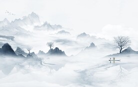 别墅客厅意境山水 文件分层 