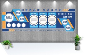 公司蓝色大气简约文化墙