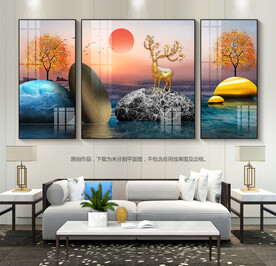 沙发装饰画玄关挂画三联画晶钻画
