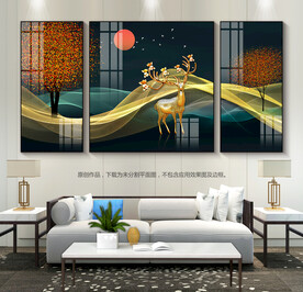 轻奢客厅装饰画沙发背景画山水画