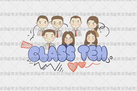 班服图案Q版手绘涂鸦可爱人物