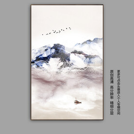 抽象简约意境线条山水玄关装饰画