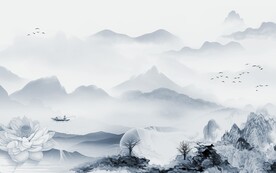 高档新电视山水画 文件分层画