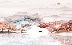 意境新电视山水画 文件分层画