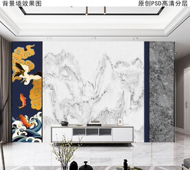 中国风现代简约大理石背景墙