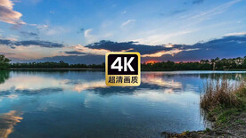 短视频素材傍晚湖面上的夕阳云彩