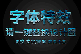 蓝色纹理字体特效