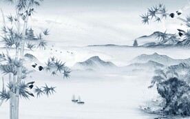 最新简约中式山水 文件分层 