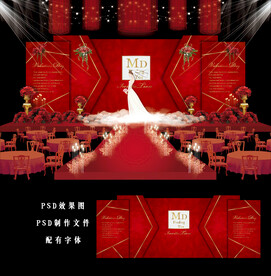 红色婚礼背景图片