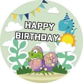 卡通小恐龙背景生日海报PSD