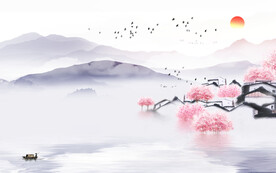 江南新山水无框画 文件分层画