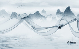 中式新山水无框画 文件分层画