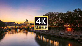 短视频素材傍晚湖边城市