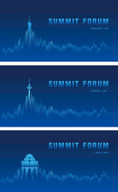 城市地标高峰论坛蓝色背景