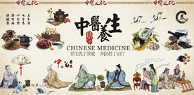 复古怀旧中医养生背景墙壁画