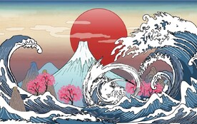 浮世绘日本料理餐饮背景墙壁画