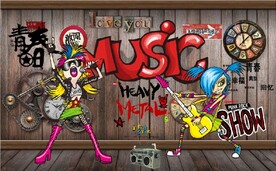 欧美风MUSIC摇滚KTV壁画