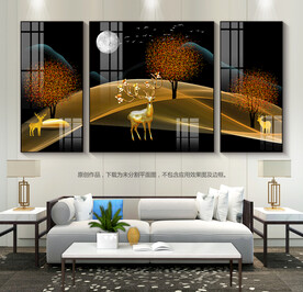 唯美客厅装饰画三联画沙发背景画