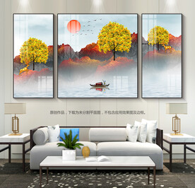 客厅山水装饰画玄关挂画无框画