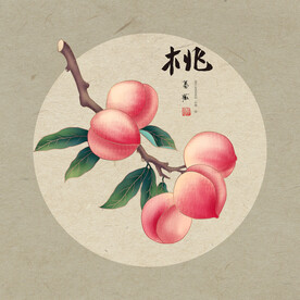 手绘桃子