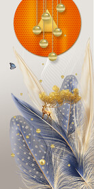 麋鹿几何抽象羽毛装饰画 