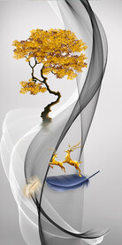 麋鹿几何抽象玄关装饰画