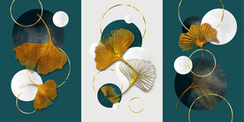 装饰画 三联画 杏叶