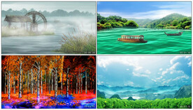 乌苏里船歌 舞美背景视频素材