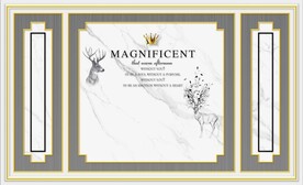 大理石纹鹿 黄金框