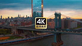 Vlog素材航拍跨海大桥建筑群