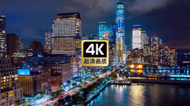 Vlog夜晚湖畔城市商务建筑群