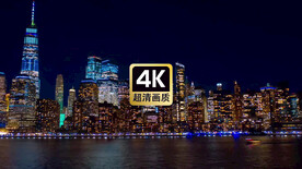 vlog素材夜晚海滨城市建筑群