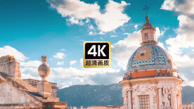 vlog素材北欧蓝天白云屋顶