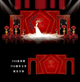 红色婚礼背景图片