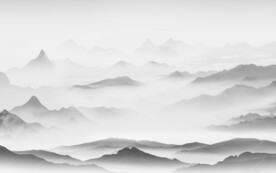 新品灰色墙画山水 TIF分层