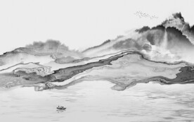 高档 灰色山水 TIF文件分层